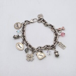 BRIGHTON 'Power of Pink' Charm Bracelet Locket Breast Cancer Awareness Ribbon